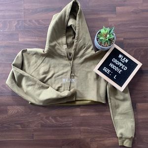 WLKN Sage Green Cropped Hoodie